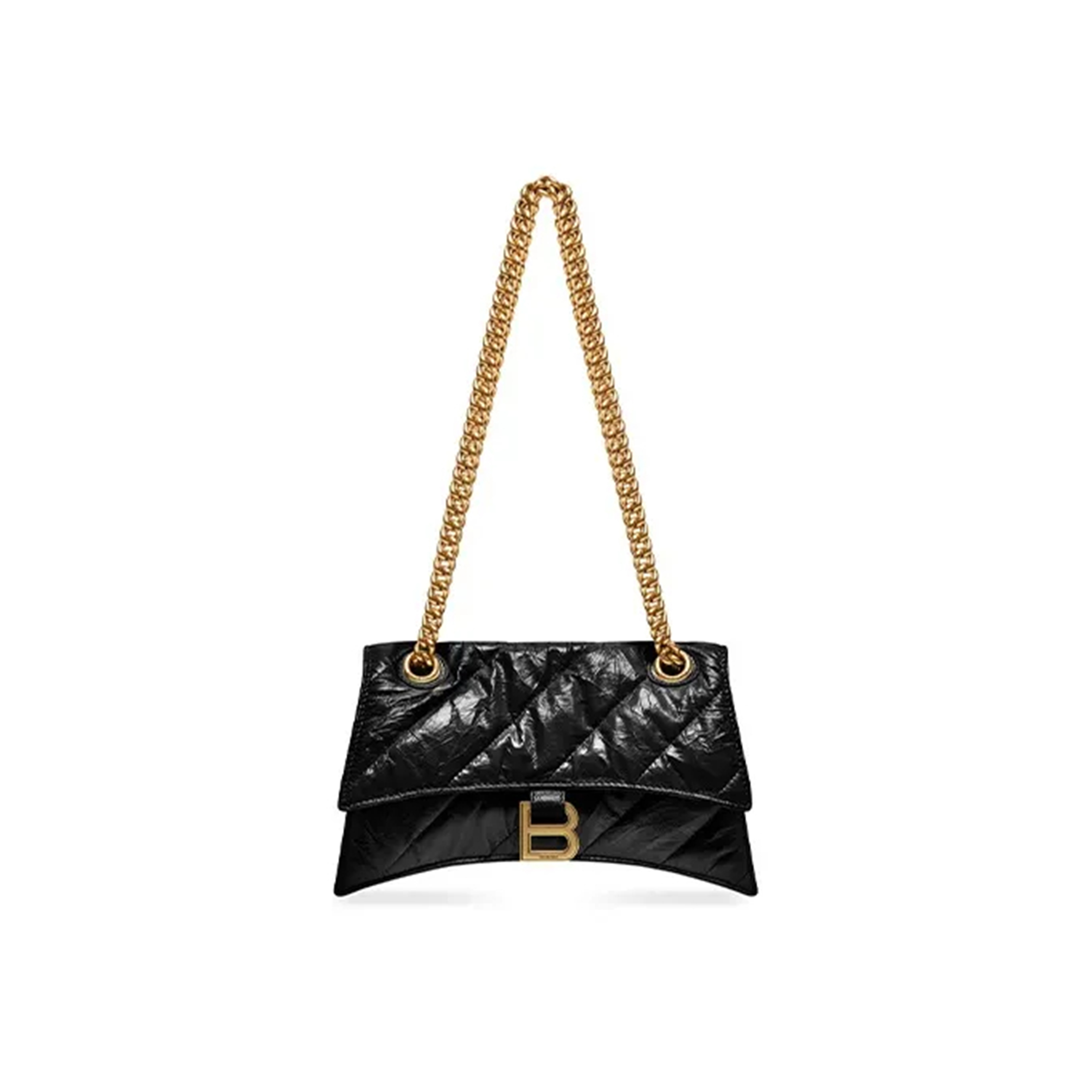 BALENCIAGA WOMEN'S CRUSH CHAIN BAG SMALL IN BLACK 716351210J11000 (24.9*15*7.9cm)